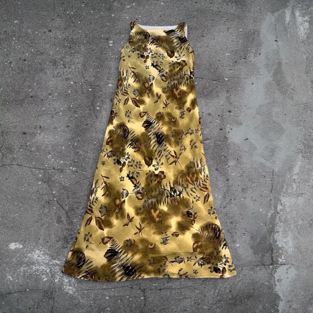 Vintage 90s floral midi dress earthy boho minimalist farmers market indie chic